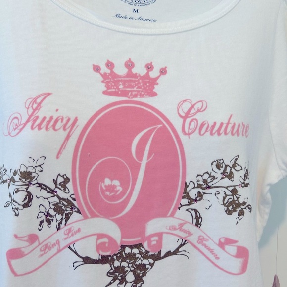 Juicy Couture White and Pink Graphic Tee - Picture 3 of 7